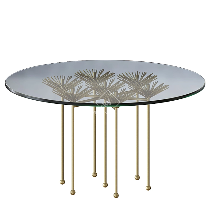 Gilded Brutalist Floral Table 3D model image 1