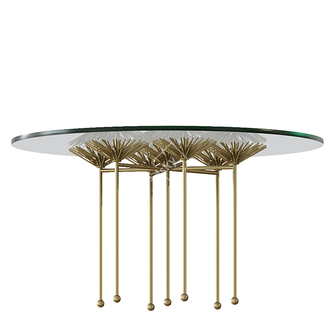 Gilded Brutalist Floral Table 3D model image 2