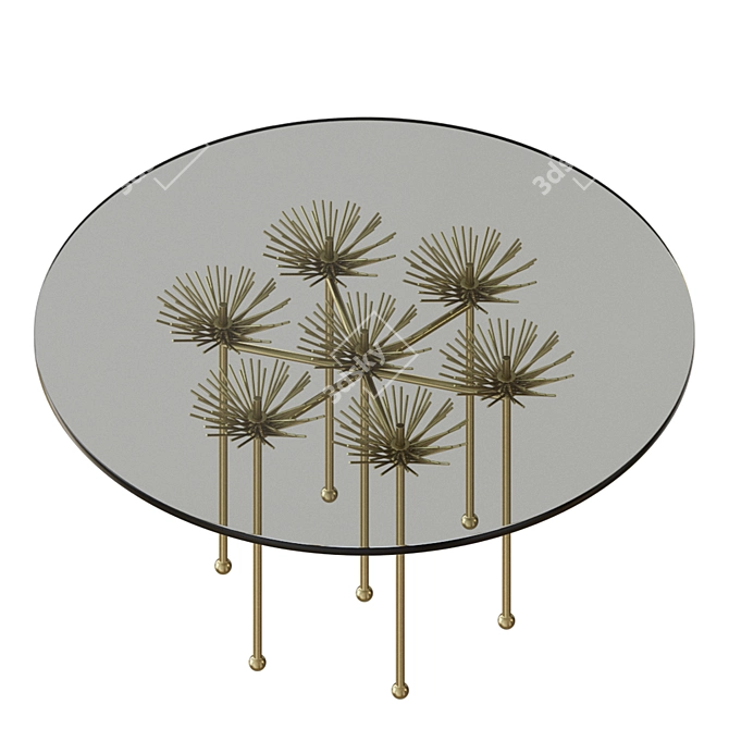 Gilded Brutalist Floral Table 3D model image 3