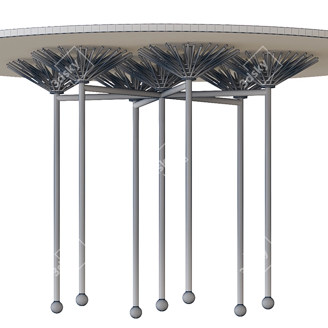 Gilded Brutalist Floral Table 3D model image 4