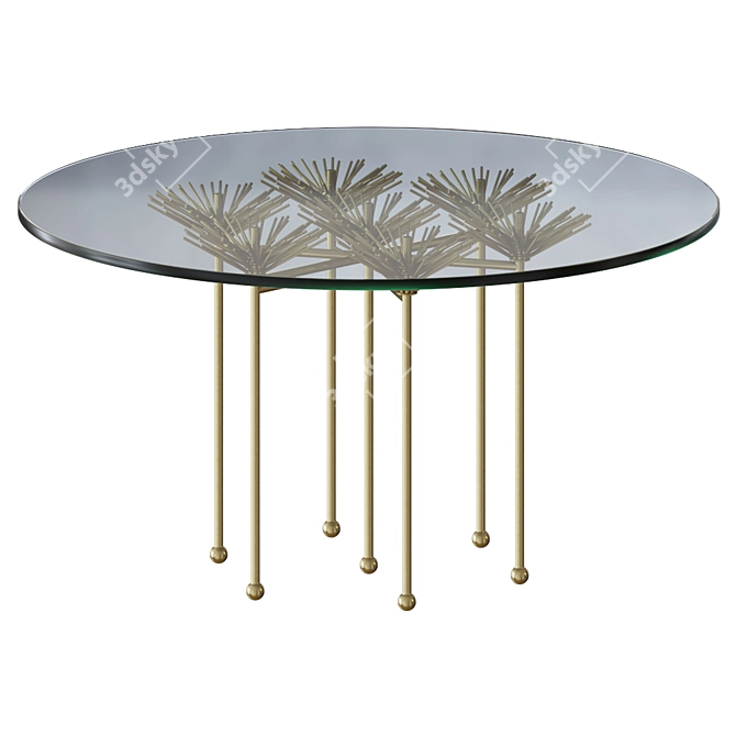 Gilded Brutalist Floral Table 3D model image 5