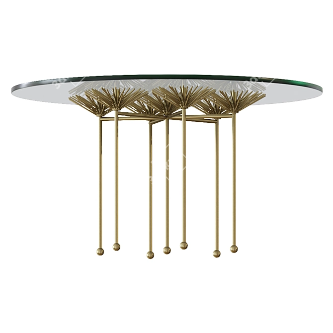 Gilded Brutalist Floral Table 3D model image 6