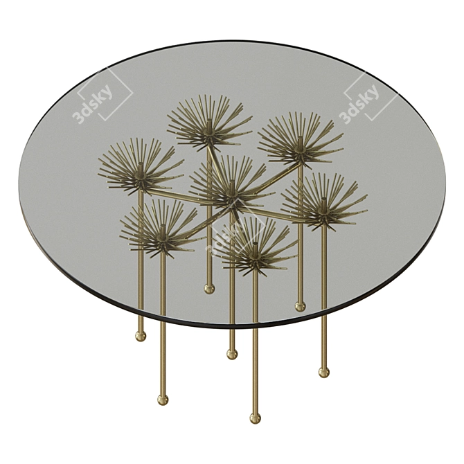 Gilded Brutalist Floral Table 3D model image 7