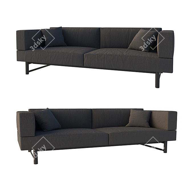 Modern 3-Seater Sofa - Stylish and Spacious 3D model image 1