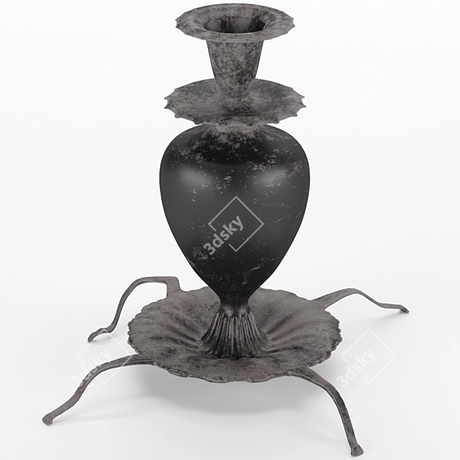 Vintage Black Vase Candle Holder 3D model image 1