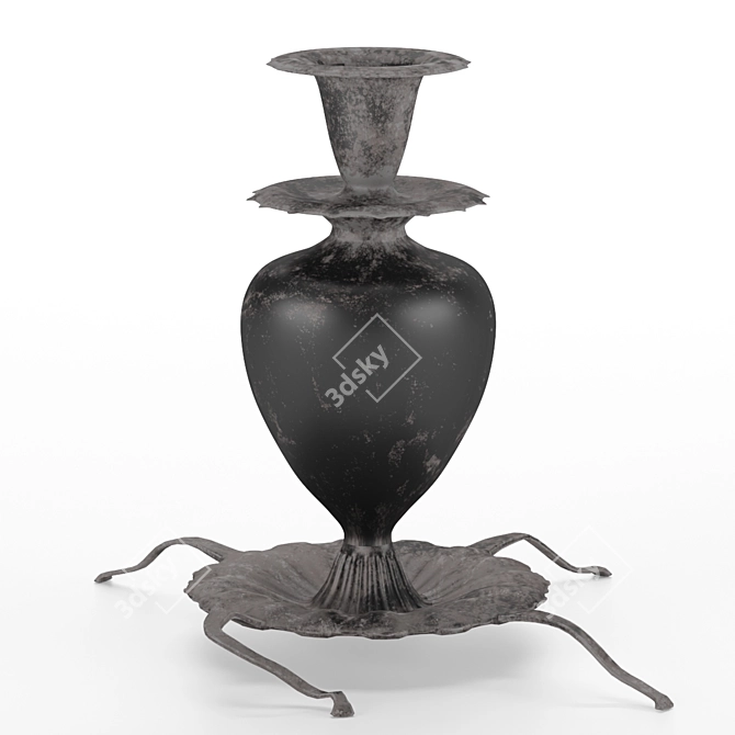 Vintage Black Vase Candle Holder 3D model image 2