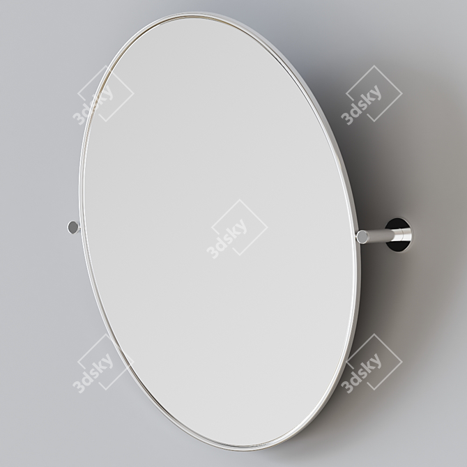 Elegant Pivot Oval Wall Mirror 3D model image 3