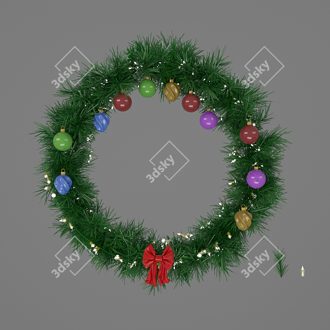 Festive Christmas Wreath: 3D Design with Base Model 3D model image 1