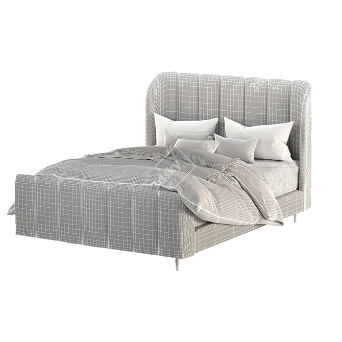 Elegant Ora Upholstered Bed 3D model image 4