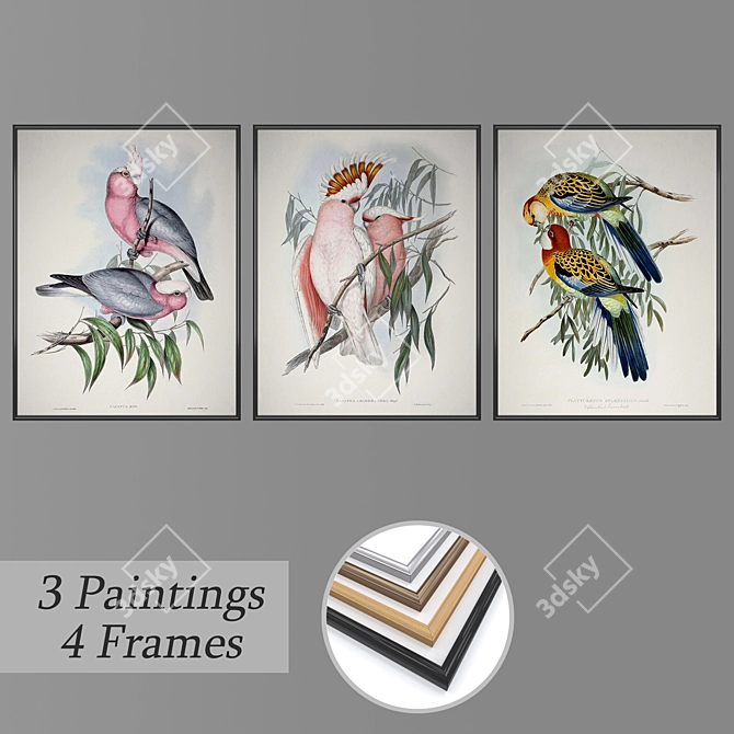 Artistic Wall Paintings Set of 3 3D model image 1