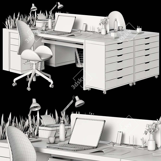 Elegant Ikea Office Furniture 3D model image 4