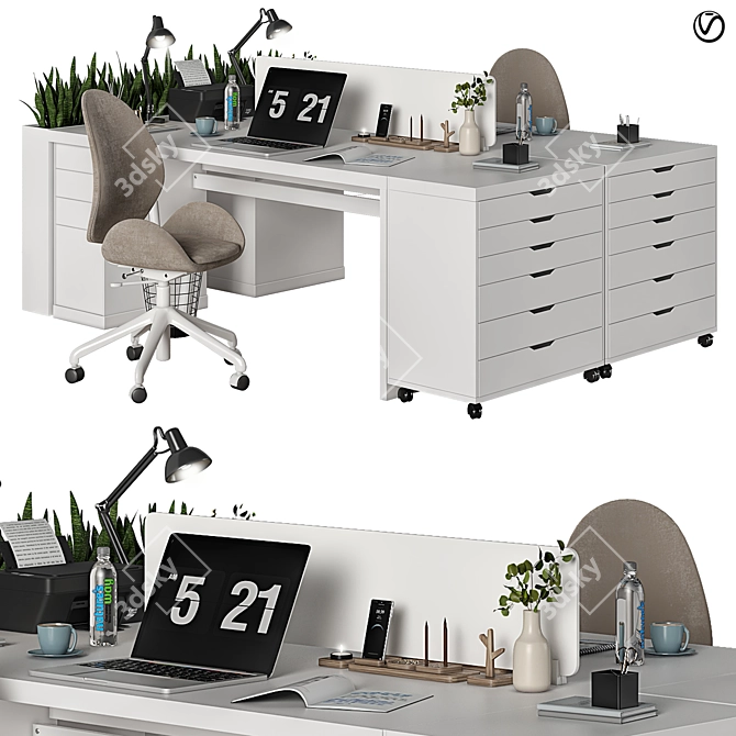 Elegant Ikea Office Furniture 3D model image 6