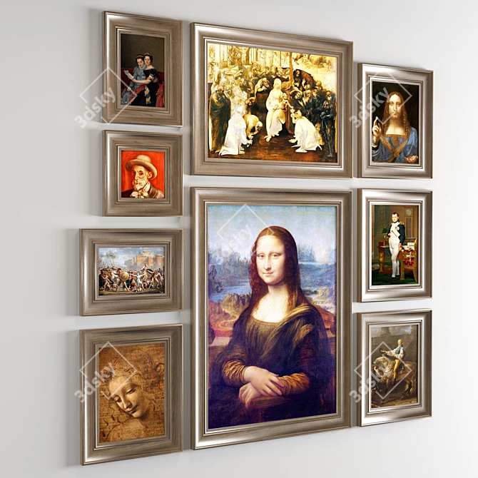 Classic Art Frames: David & da Vinci - Wood Textures, Various Sizes 3D model image 2