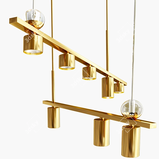 Elegant Brass Pendant Light 3D model image 1