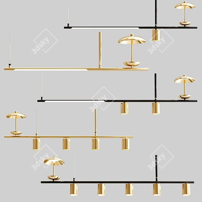 Elegant LED Metal Pendant Light 3D model image 2