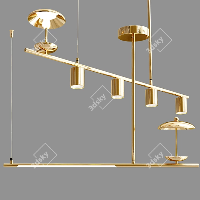 Elegant LED Metal Pendant Light 3D model image 3