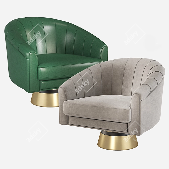 Elegant Bogarde Armchair: Velvet & Leather 3D model image 3