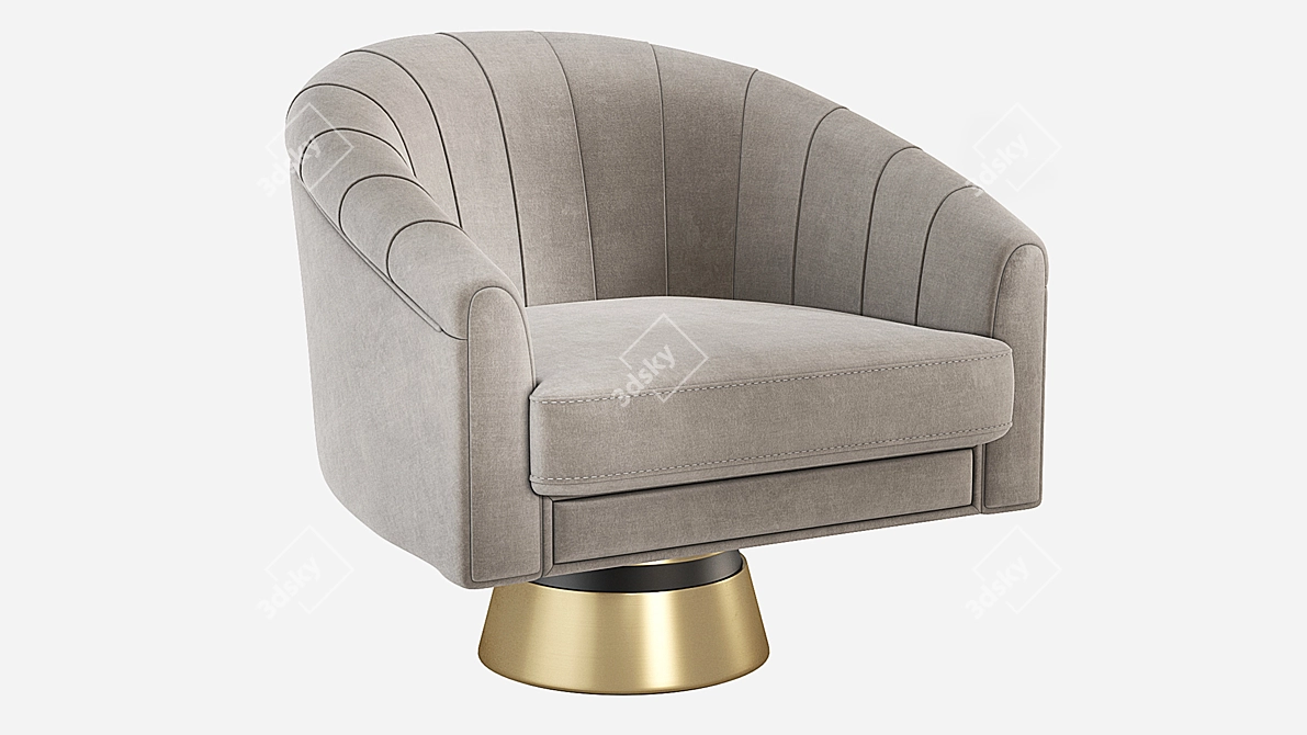 Elegant Bogarde Armchair: Velvet & Leather 3D model image 8