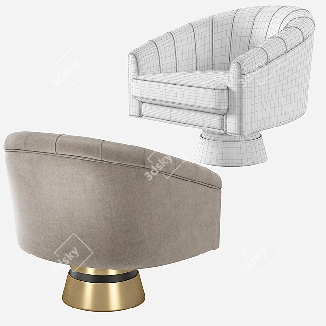 Elegant Bogarde Armchair: Velvet & Leather 3D model image 10