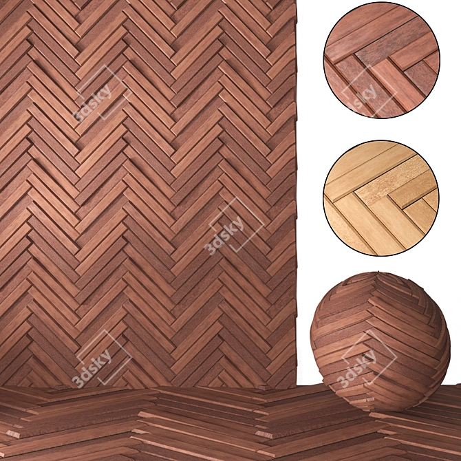 Matio Chevron Wood: Textured Elegance 3D model image 1