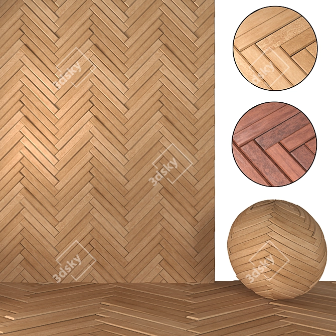 Matio Chevron Wood: Textured Elegance 3D model image 2