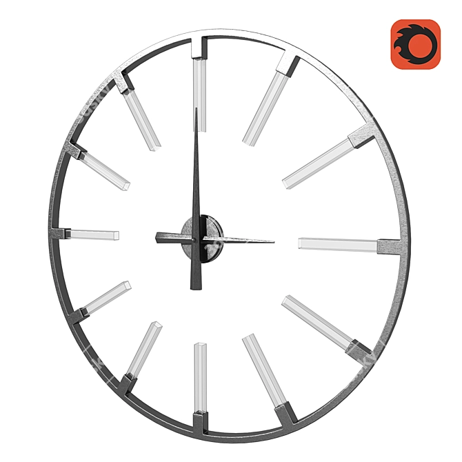 Elegant Silver Wall Clock 3D model image 1