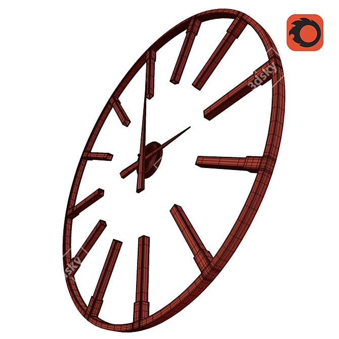 Elegant Silver Wall Clock 3D model image 4