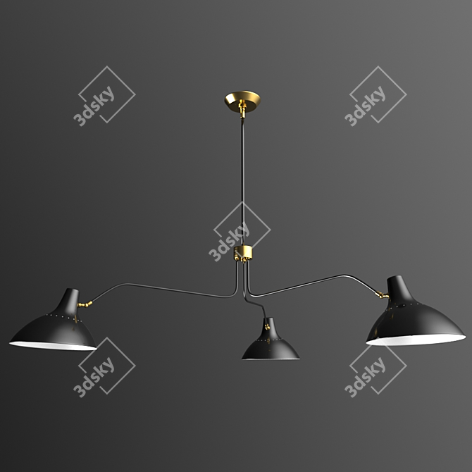 Elegant Black Chandelier by Visual Comfort & Co 3D model image 1