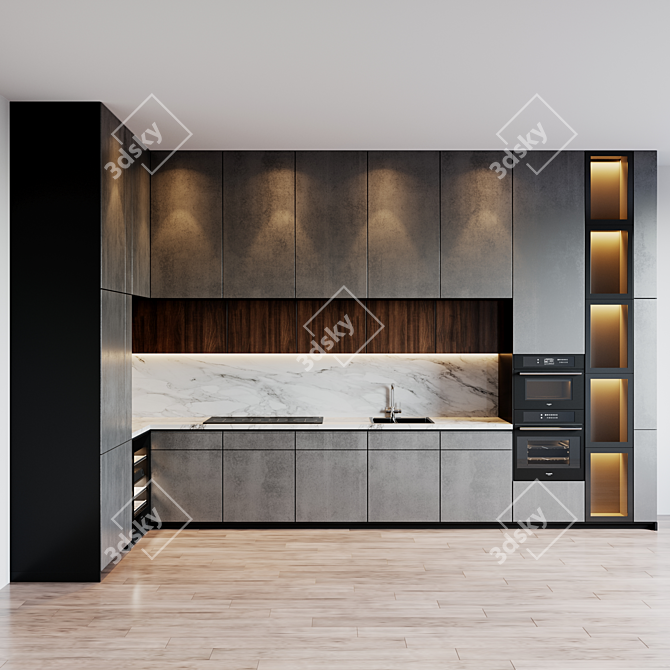 Title: Modern Kitchen Set with Appliances 3D model image 1