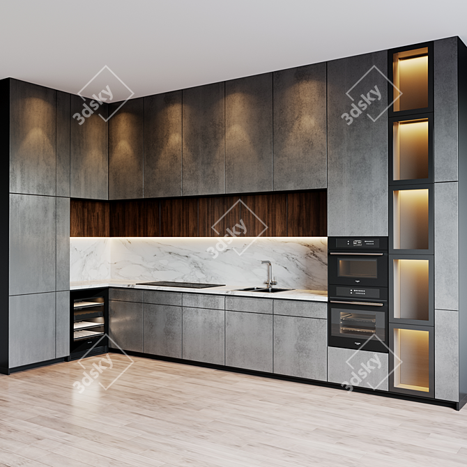Title: Modern Kitchen Set with Appliances 3D model image 2