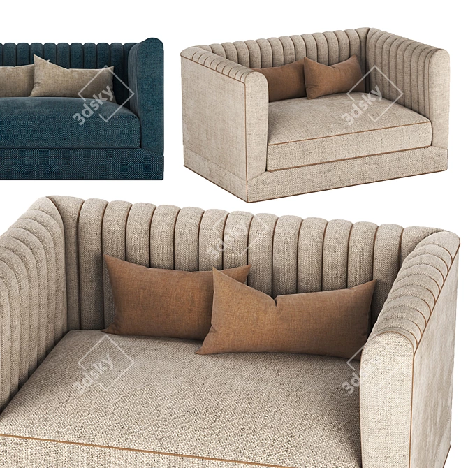 Elegant Fabric Sofa 3D model image 2