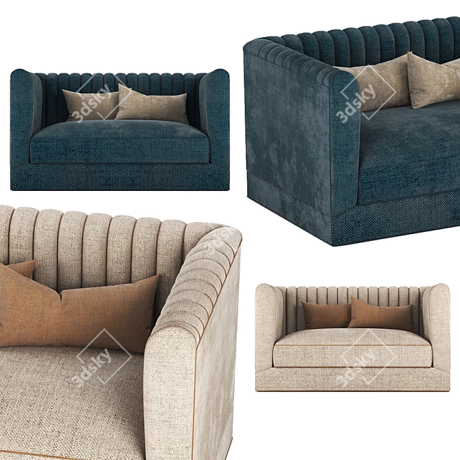 Elegant Fabric Sofa 3D model image 4