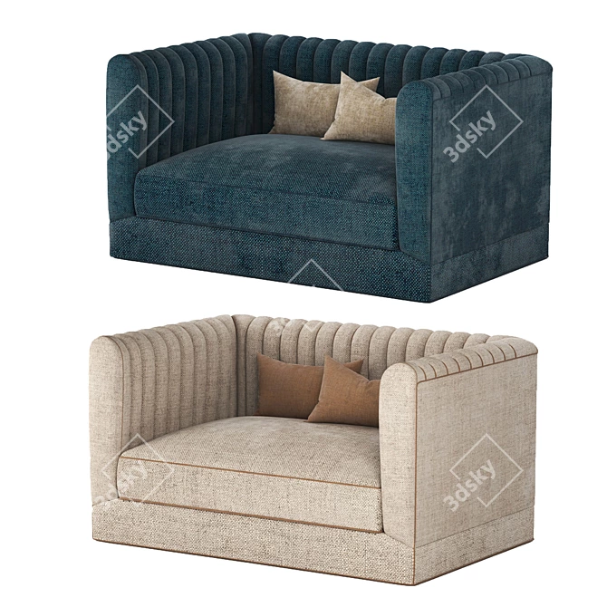 Elegant Fabric Sofa 3D model image 6
