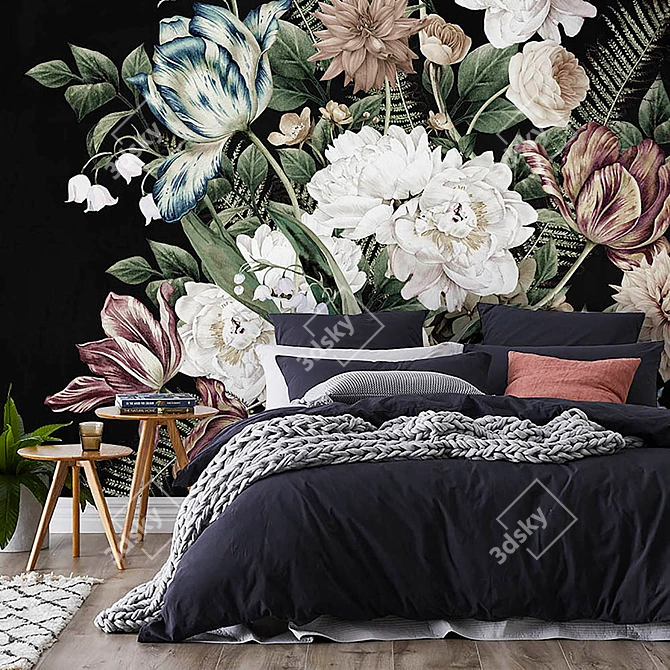 Fioritura: Airy Floral Wallpaper 3D model image 2