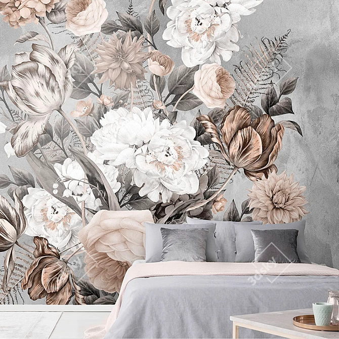 Fioritura: Airy Floral Wallpaper 3D model image 4