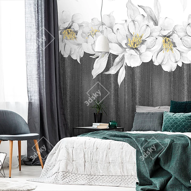 Fioritura: Airy Floral Wallpaper 3D model image 5