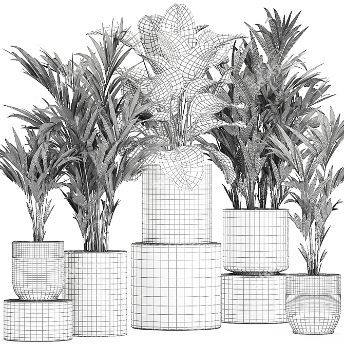 Exotic Plant Collection: Chrome Vases 3D model image 5