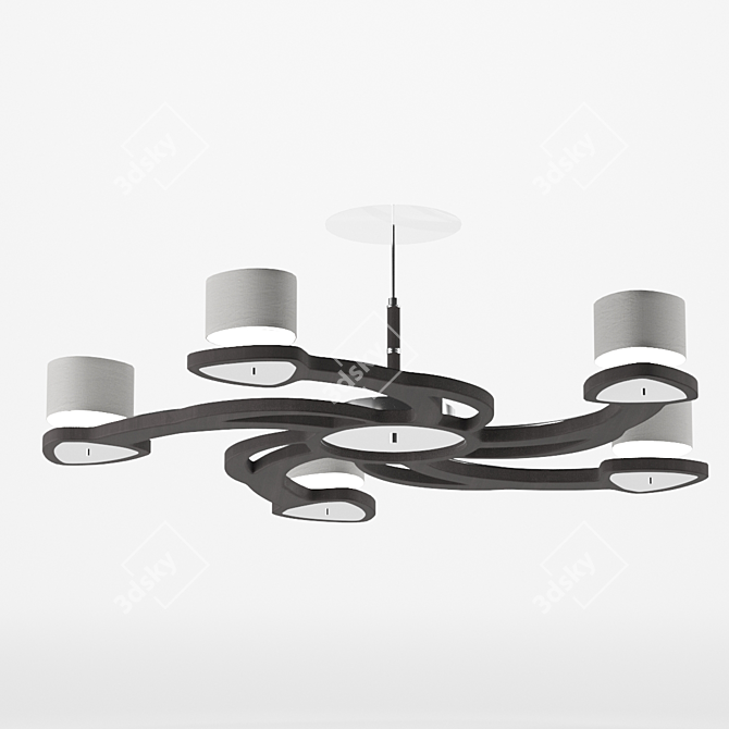 Elegant Dark Wood Chandelier 3D model image 1