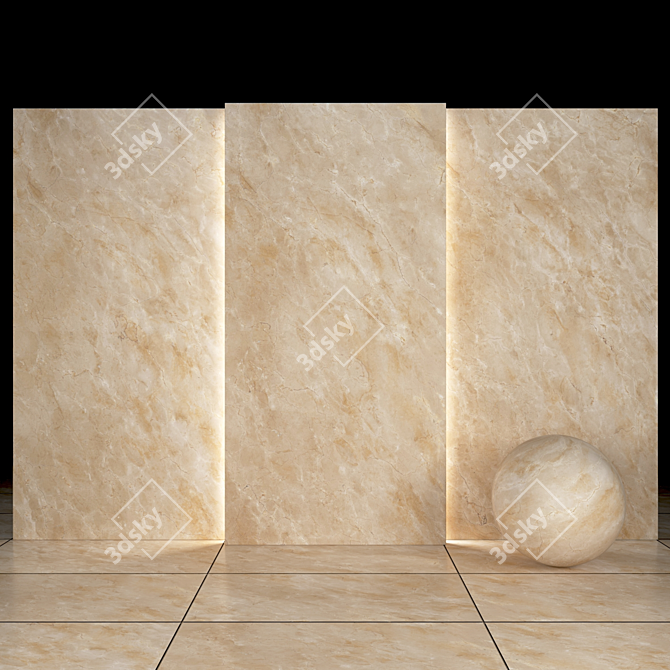 Cream Ivory Marble: Textured Slabs & Tiles 3D model image 1