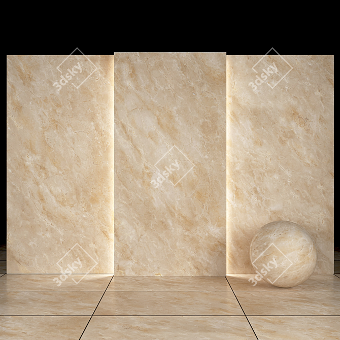 Cream Ivory Marble: Textured Slabs & Tiles 3D model image 2