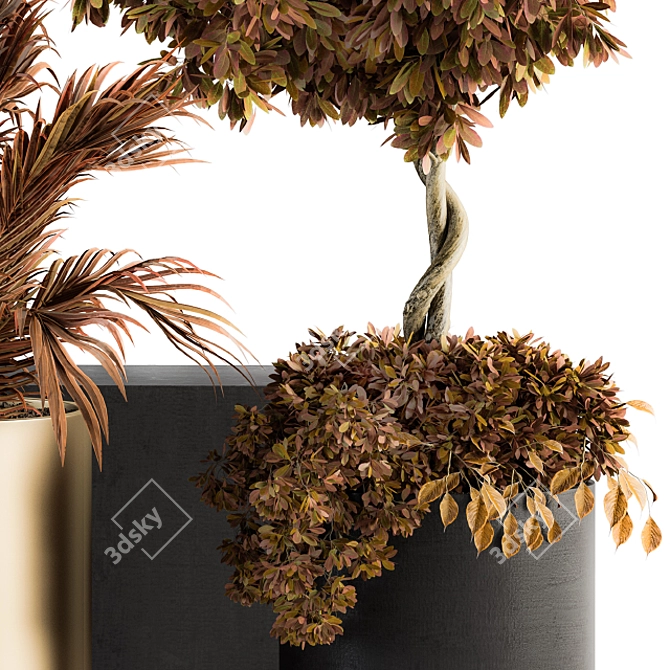 Elegant Black and Gold Indoor Plant set 3D model image 3