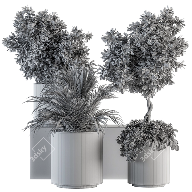 Elegant Black and Gold Indoor Plant set 3D model image 5