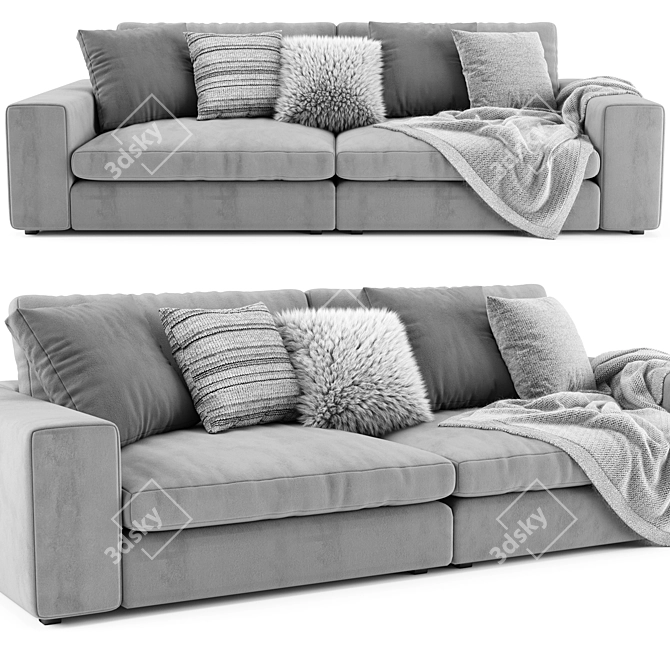 Modern Beta 2 Seater Modular Sofa 3D model image 1