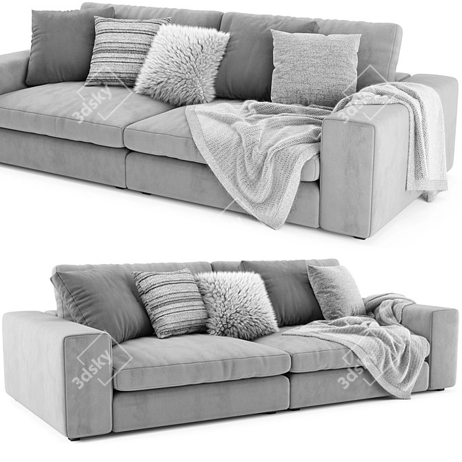 Modern Beta 2 Seater Modular Sofa 3D model image 2