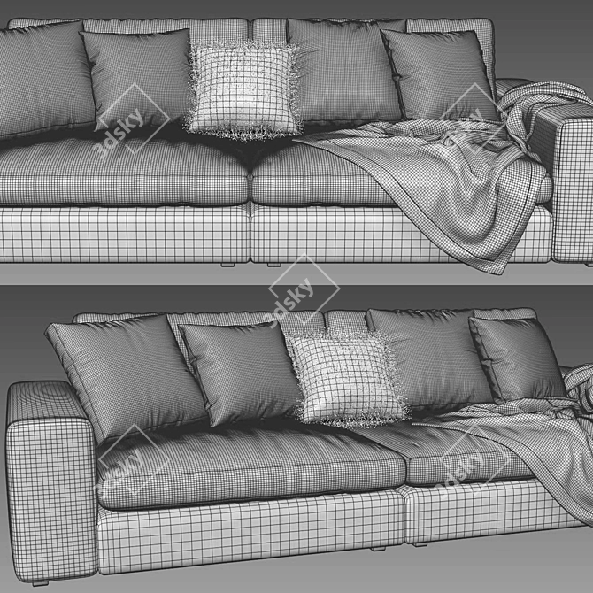 Modern Beta 2 Seater Modular Sofa 3D model image 4