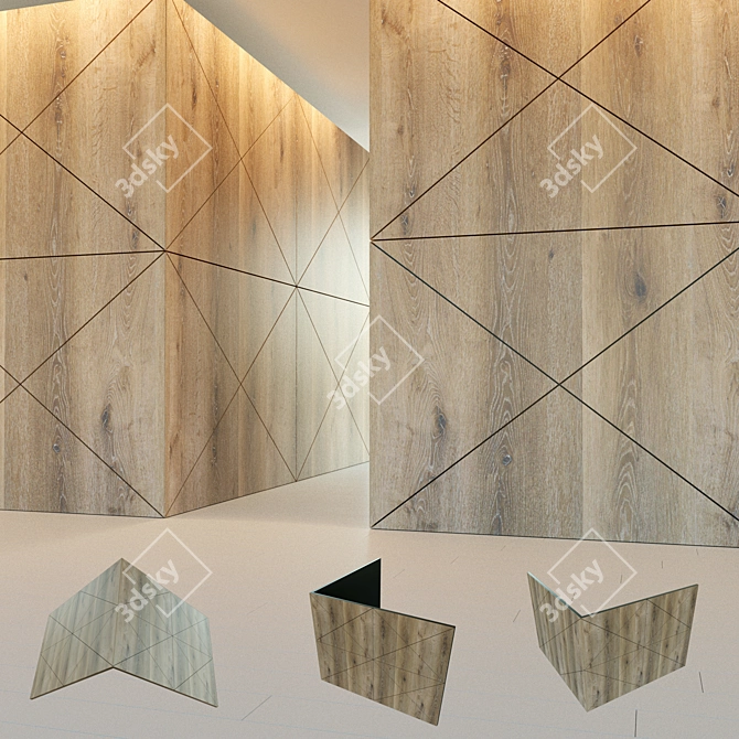 Wooden Corner Wall Panel 3D model image 1