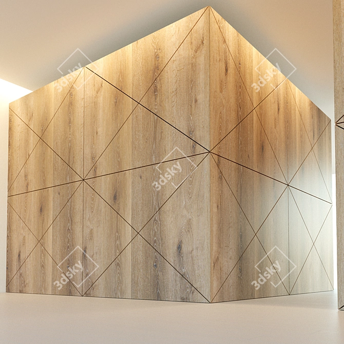 Wooden Corner Wall Panel 3D model image 2