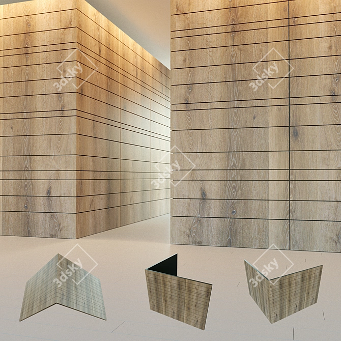 Title: Corner Wood Wall Panel 3D model image 1