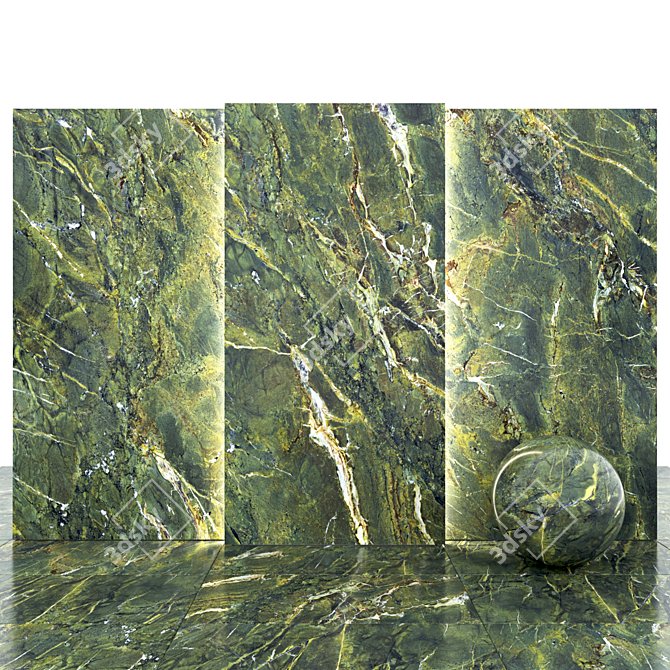 Elegant Karzai Green Marble Slabs 3D model image 1