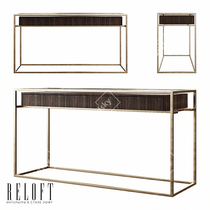 Kennan Paldao Wood & Metal Console 3D model image 1